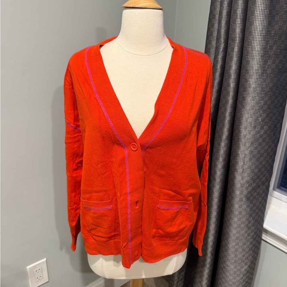 525 America Vibrant Red/Orange Cardigan